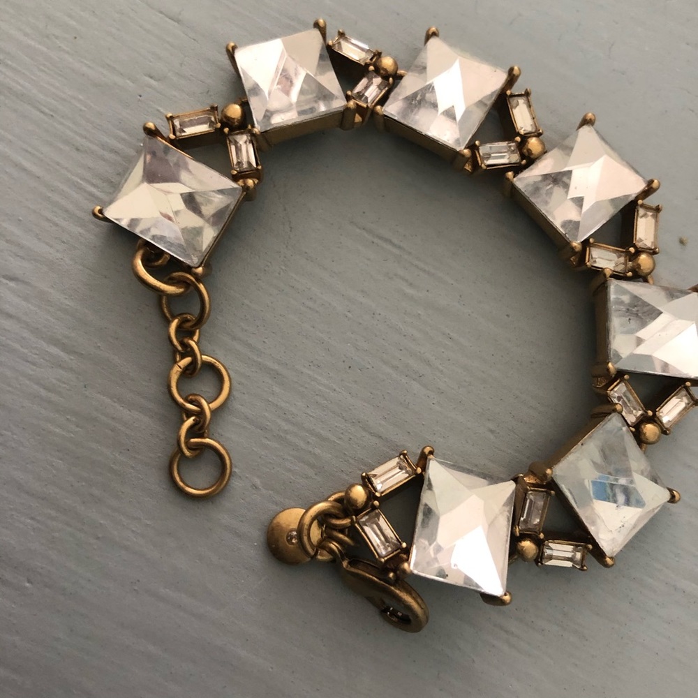 J. Crew Gold Rhinestone Link Bracelet - Picture 2 of 4